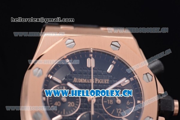 Audemars Piguet Royal Oak Offshore Chronograph Miyota OS20 Quartz Rose Gold Case with Black Dial Stick Markers and Black Rubber Strap (EF) - Click Image to Close